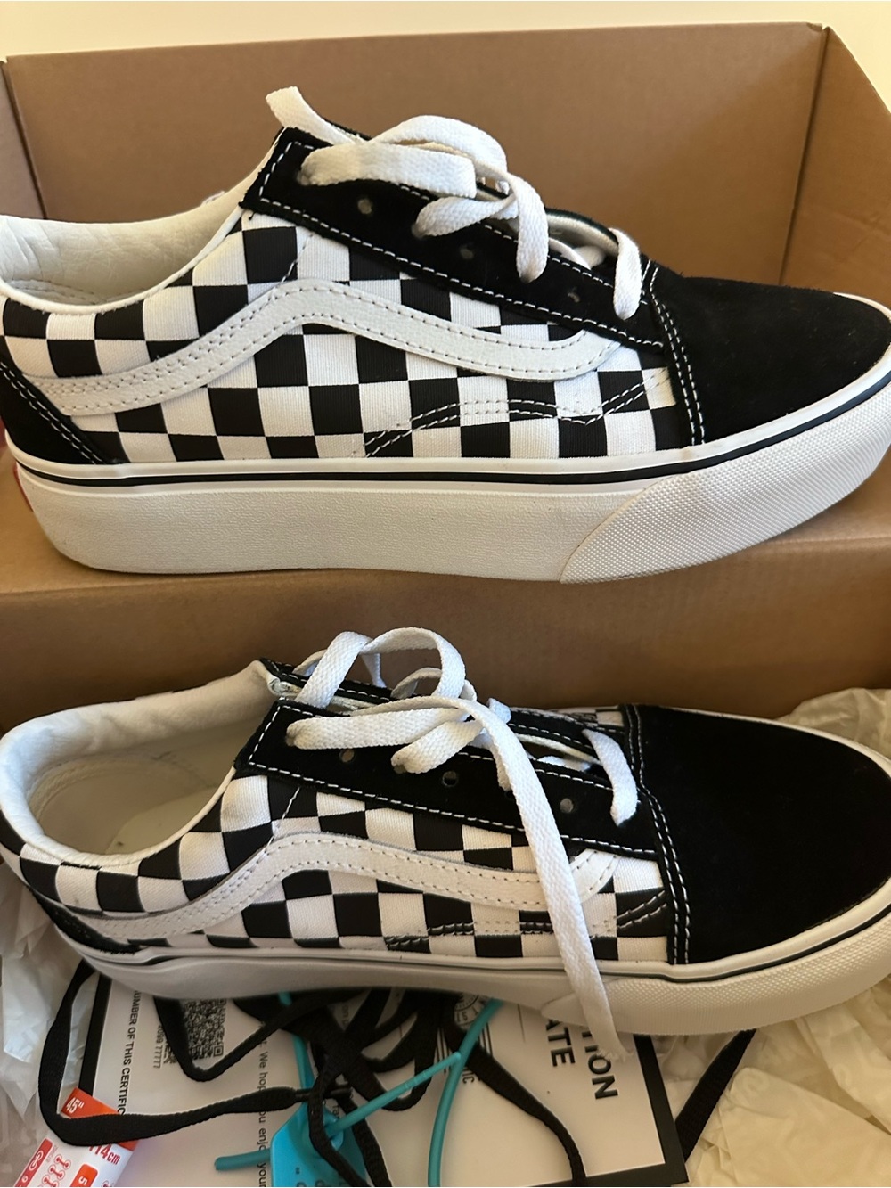 Vans Black and White Checkerboard Platform Stackform Low-Top Sneakers